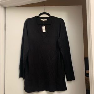 NWT LOFT black v-neck tunic sweater - large